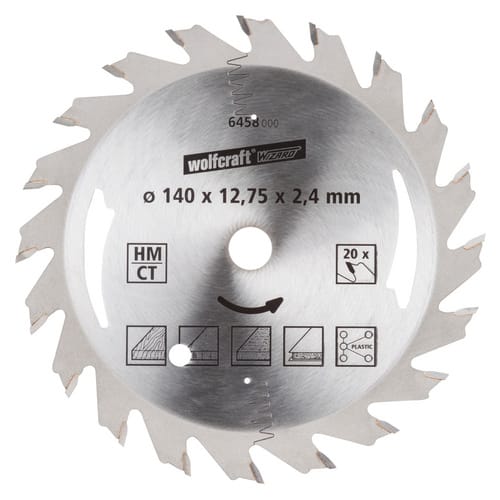 WOLFCRAFT Kreissägeblatt, Ø: 140 mm, 20 Zähne, Hartmetall - schwarz
