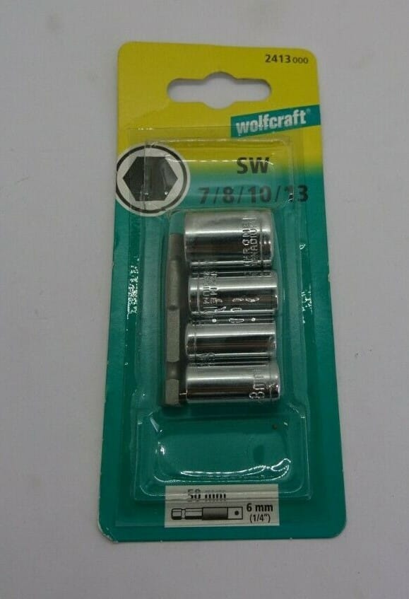 WOLFCRAFT Steckschlüsselsatz, 5-teilig, Schlüsselgröße: 7, 8, 10, 13 mm - silberfarben