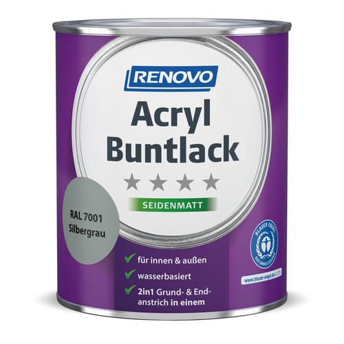 RENOVO Acryl-Buntlack, silbergrau RAL 7001, seidenmatt, 0,75l
