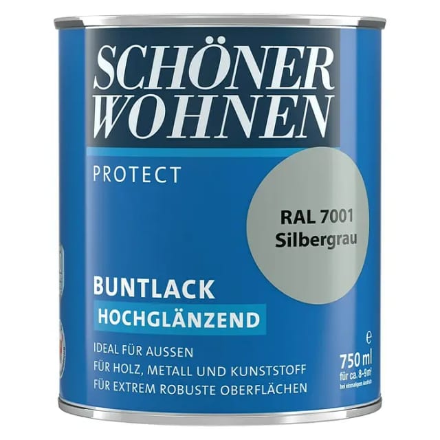 SCHÖNER WOHNEN FARBE Buntlack, silbergrau , hochglänzend