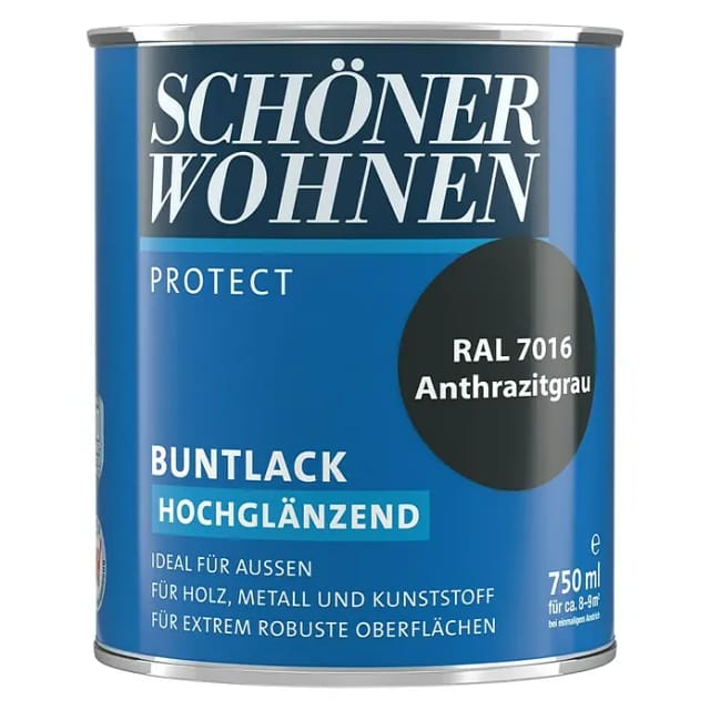 SCHÖNER WOHNEN FARBE Buntlack, anthrazitgrau , hochglänzend