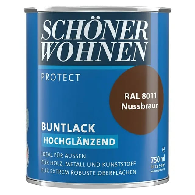 SCHÖNER WOHNEN FARBE Buntlack, nussbraun , hochglänzend