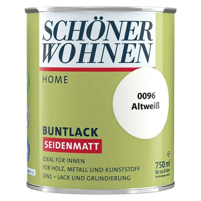 SCHÖNER WOHNEN FARBE Buntlack, altweiß , seidenmatt - weiss