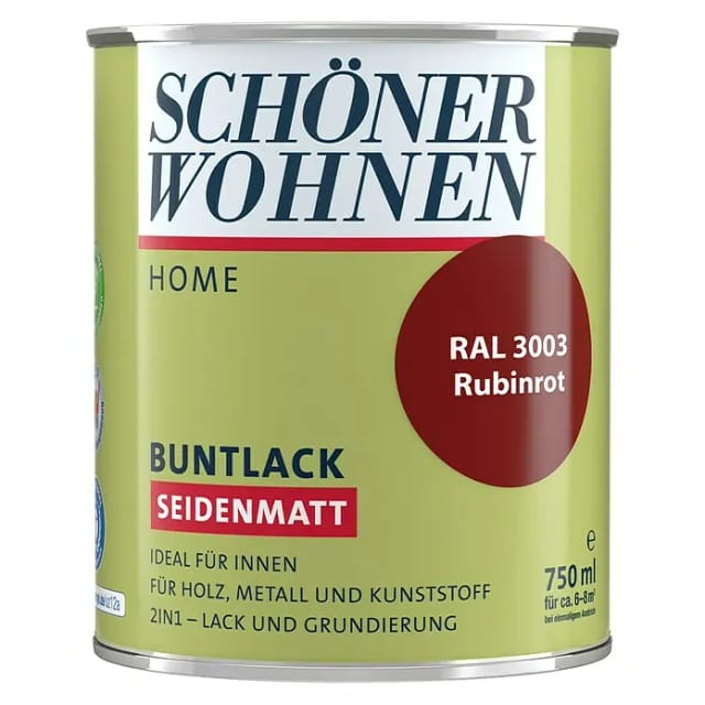 SCHÖNER WOHNEN FARBE Buntlack, rubinrot , seidenmatt