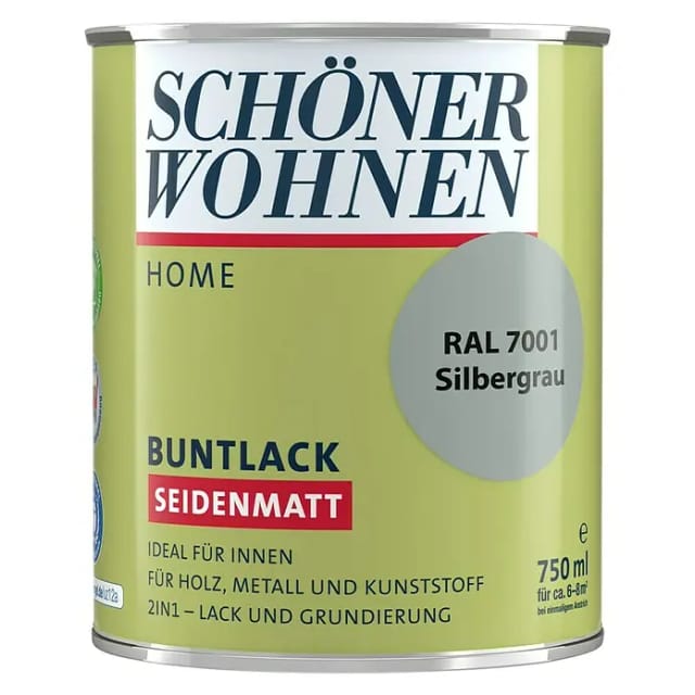SCHÖNER WOHNEN FARBE Buntlack, silbergrau , seidenmatt