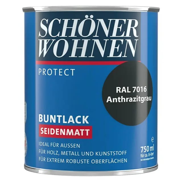 SCHÖNER WOHNEN FARBE Buntlack, anthrazitgrau , seidenmatt