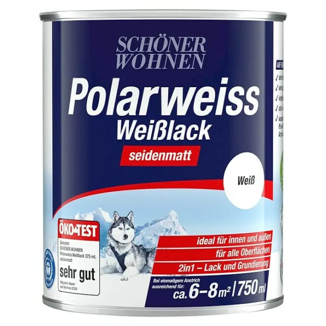 SCHÖNER WOHNEN FARBE Weißlack »Polarweiss«, 750 ml, weiß, seidenmatt