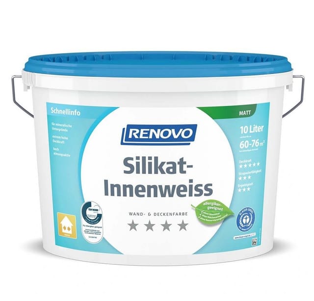RENOVO Wand- und Deckenfarbe, »Silikatweiss«, matt, 10 l