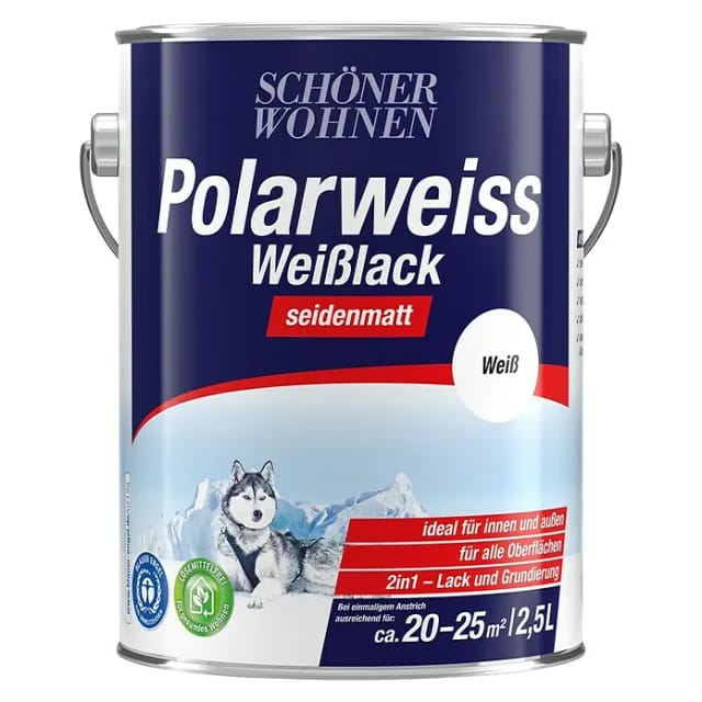 SCHÖNER WOHNEN FARBE Weißlack »Polarweiss«, 2,5 l, weiß, glänzend
