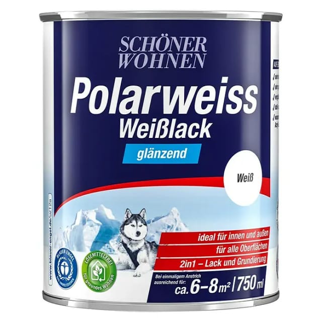 SCHÖNER WOHNEN FARBE Weißlack »Polarweiss«, 750 ml, weiß, glänzend
