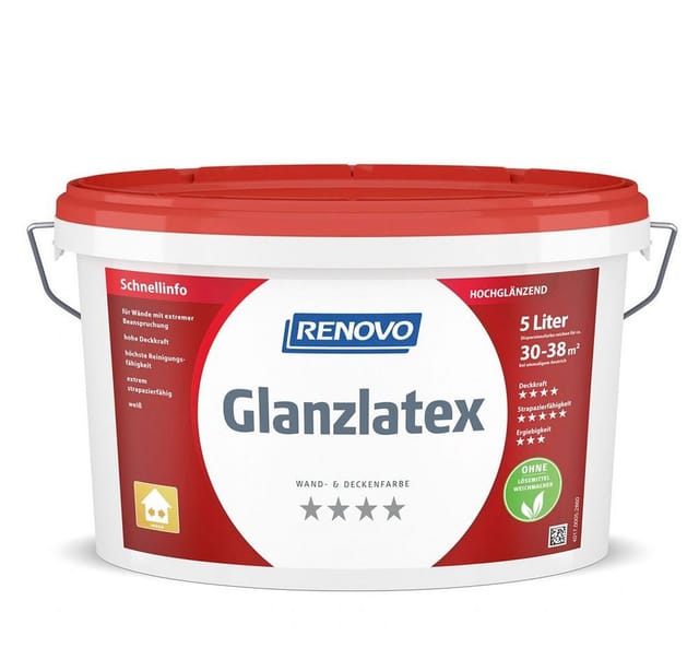 RENOVO Wand- und Deckenfarbe, »Glanzlatex«, weiss, hochglänzend, 5 l