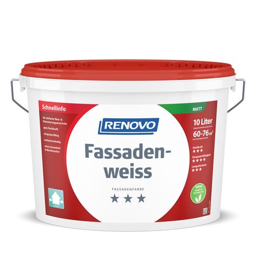 RENOVO Fassadenfarbe, matt, 10 Liter, weiß - weiss
