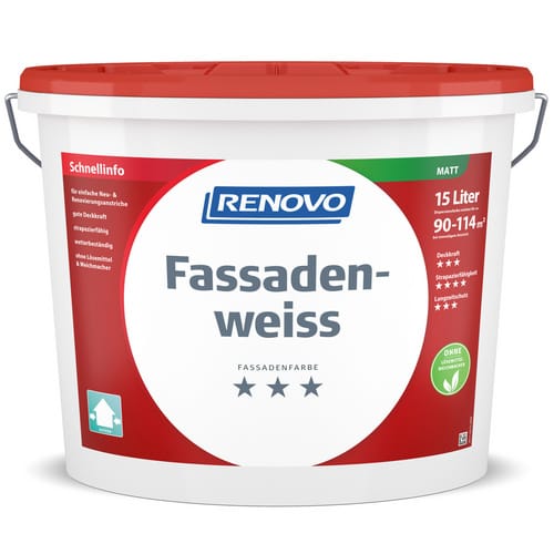 RENOVO Fassadenfarbe, matt, 15 Liter, weiß - weiss