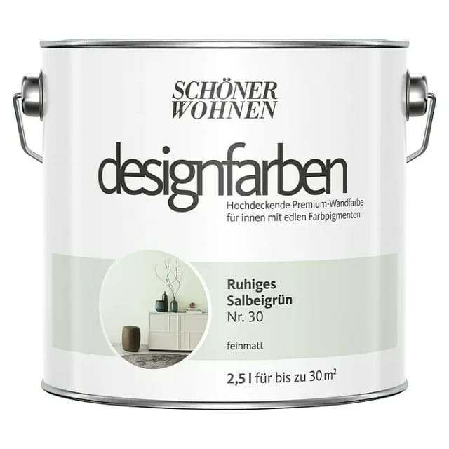 SCHÖNER WOHNEN FARBE Dispersionsfarbe »Designfarben«, Ruhiges Salbeigrün, matt - gruen