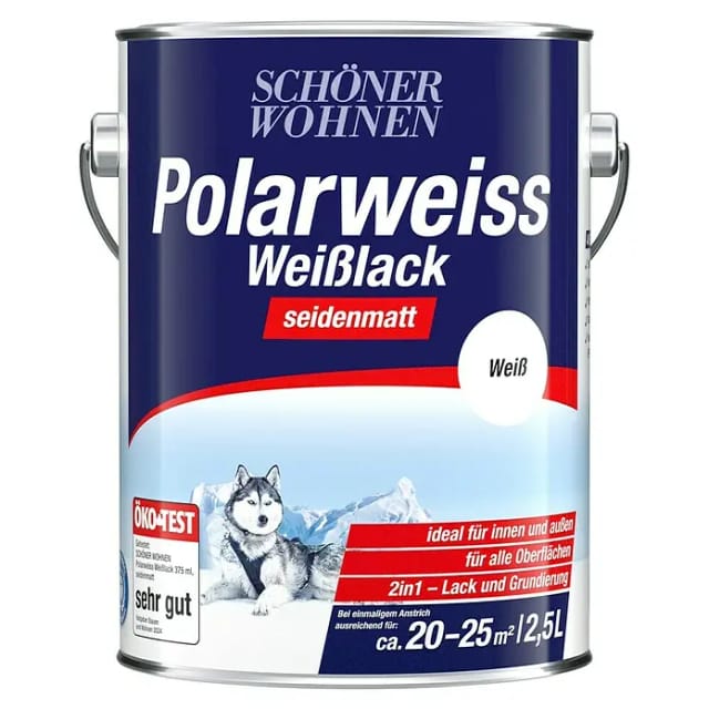 SCHÖNER WOHNEN FARBE Weißlack »Polarweiss«, 2,5 l, weiß, seidenmatt