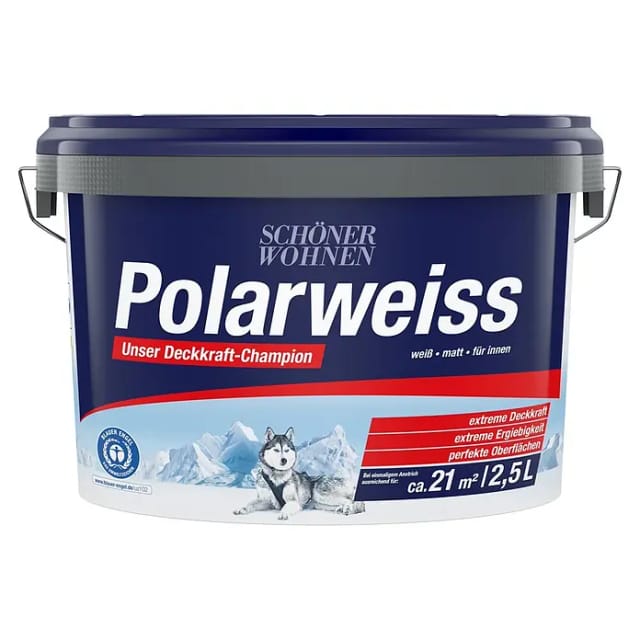 SCHÖNER WOHNEN FARBE Innenfarbe »Polarweiss«, 2,5 Liter, weiß, matt