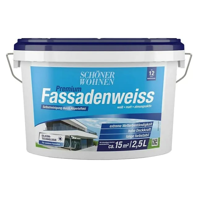 SCHÖNER WOHNEN FARBE Fassadenfarben »Premium Fassadenweiss«, , weiß, matt, 2,5 l