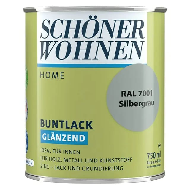 SCHÖNER WOHNEN FARBE Buntlack, silbergrau , glänzend