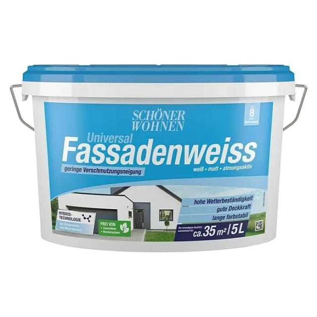SCHÖNER WOHNEN FARBE Fassadenweiss, , weiß, matt, 5 l