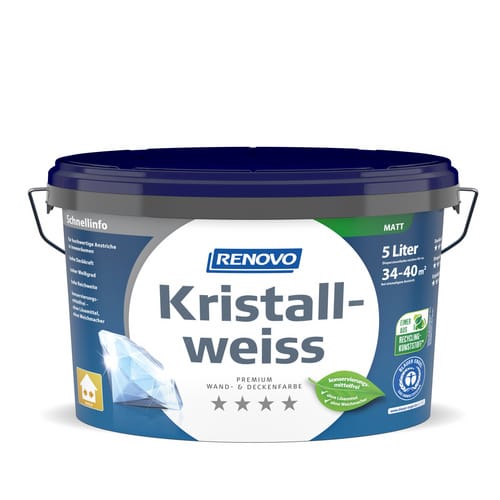 RENOVO Wand- und Deckenfarbe »Kristallweiss«, matt, 5l