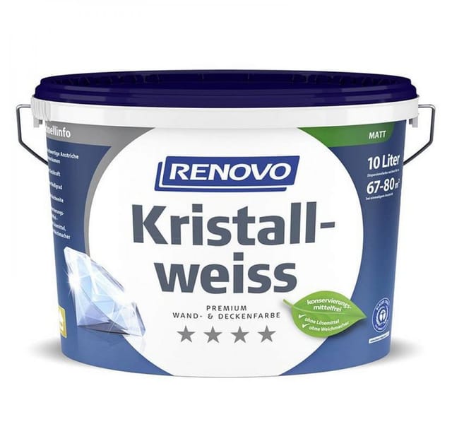 RENOVO Wand- und Deckenfarbe »Kristallweiss«, matt, 10l
