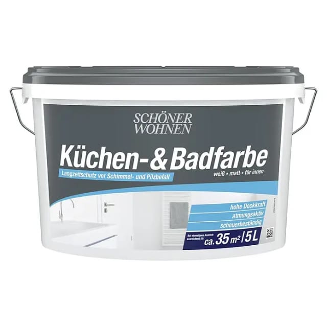 SCHÖNER WOHNEN FARBE Feuchtraumfarbe »Küchen- und Badfarbe«, weiß, 5 l - weiss
