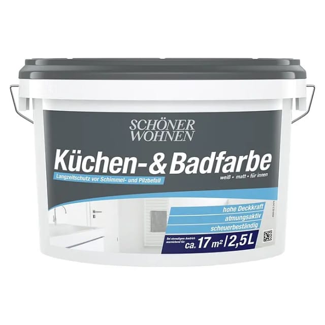 SCHÖNER WOHNEN FARBE Feuchtraumfarbe »Küchen- und Badfarbe«, weiß, 2,5 l - weiss