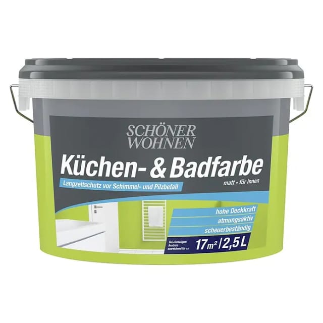 SCHÖNER WOHNEN FARBE Feuchtraumfarbe »Küchen- und Badfarbe«, hellgruen, 2,5 l