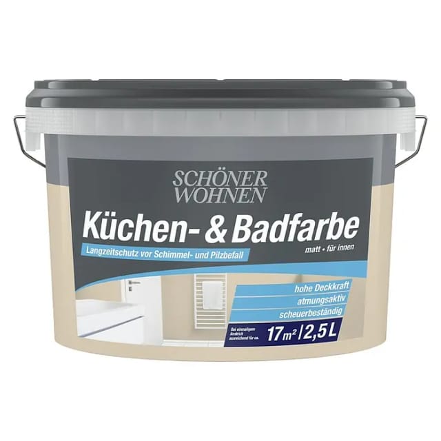 SCHÖNER WOHNEN FARBE Feuchtraumfarbe »Küchen- und Badfarbe«, sandfarben, 2,5 l - beige
