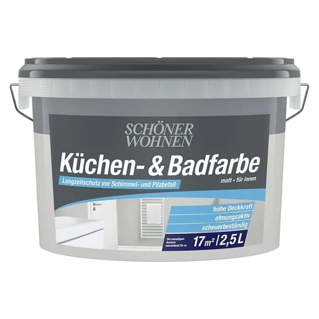 SCHÖNER WOHNEN FARBE Feuchtraumfarbe »Küchen- und Badfarbe«, perlgrau, 2,5 l - beige