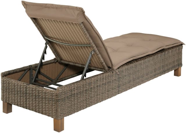 MERXX Gartenliege »Toskana«, Aluminium/Akazienholz, inkl. Auflage - braun
