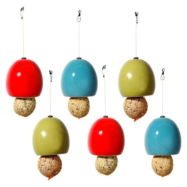 DOBAR Futterspender, für Wildvögel, keramik/Edelstahl, rot/grün/blau - bunt