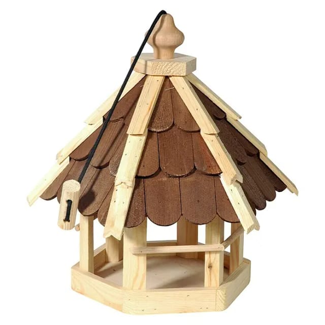 DOBAR Futterhaus, für Wildvögel, Kiefernholz, natur/braun