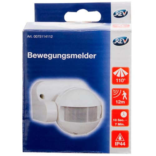REV-Ritter Bewegungsmelder, Kunststoff, Weiß, Innen & außen, 1200 W, Wandmontage, 7 min - weiss