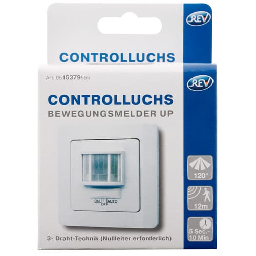 REV-Ritter Bewegungsmelder, Kunststoff, Weiß, Innen, 500 W, Unterputzmontage, 10 min - weiss