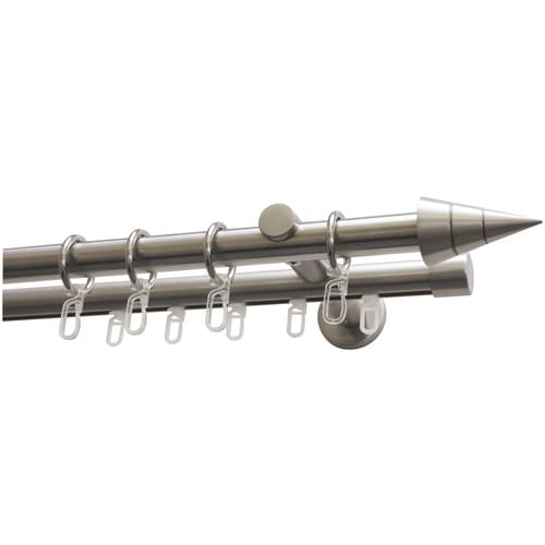 GARDINIA Gardinenstangen-Set »Kegel«, Länge 200 cm, Ø 20 mm, Metall - silberfarben