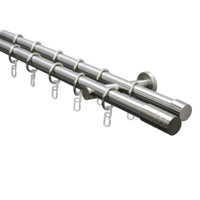 GARDINIA Gardinenstangen-Set »Zylinder«, Länge 1600 mm, Ø 20 mm, Metall - silberfarben