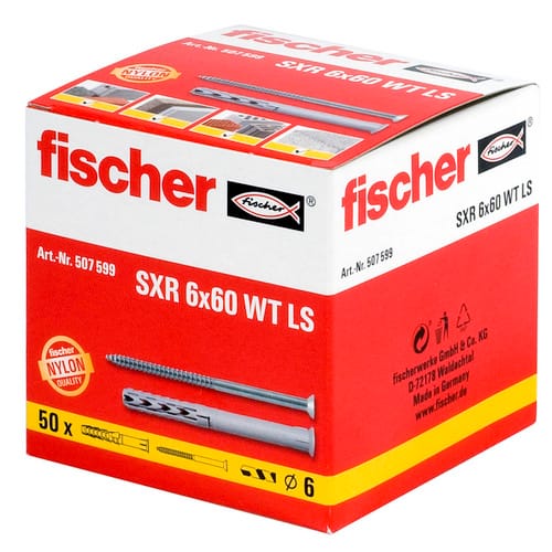 FISCHER Langschaftdübel »SXR«, 60 mm, Kunststoff - grau