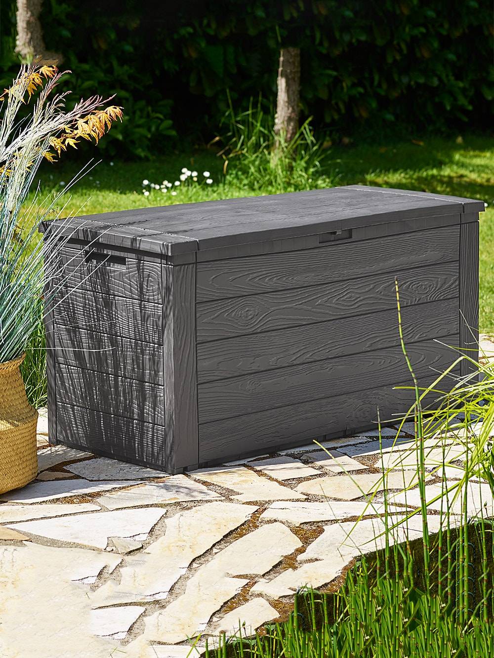 Gartenaufbewahrungsbox, Anthrazit, 280 L, 116 X 43 X 55 Cm