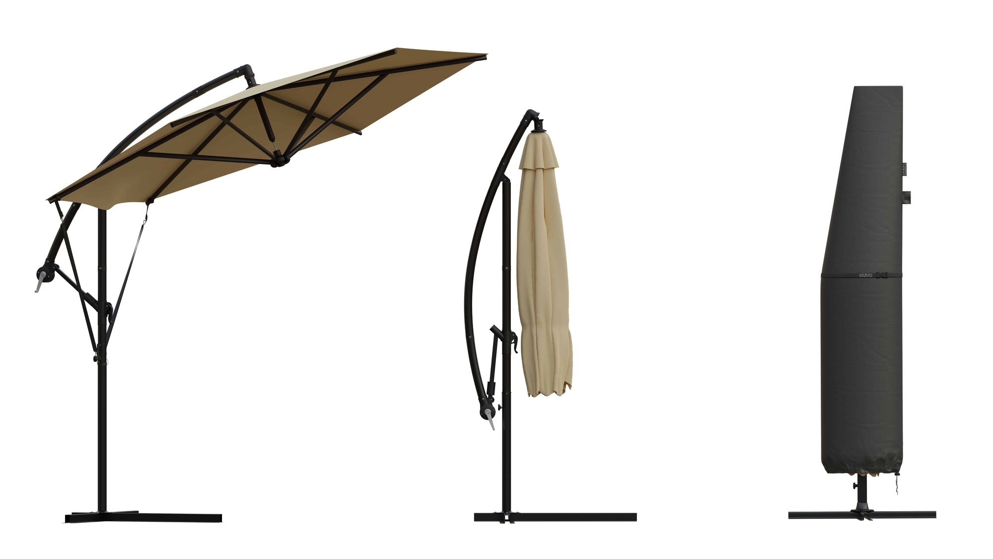 Sonnenschirmhülle, Anthrazit, Max. 350 Cm, Wetterfest