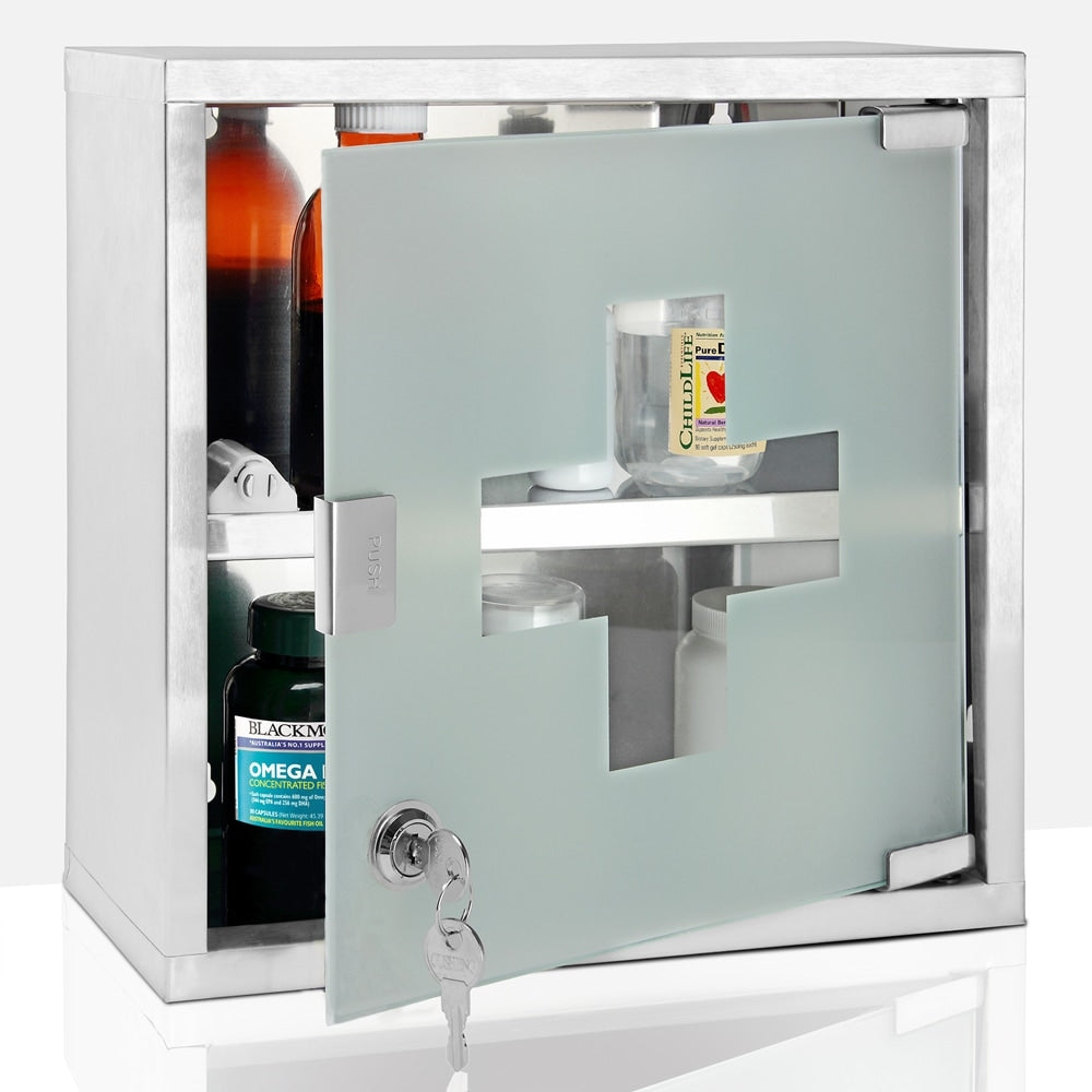 Medizinschrank, Edelstahl, 2 Fächer, Abschließbar