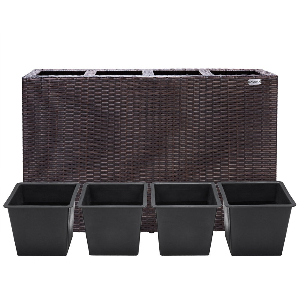 Pflanztopf Aus Polyrattan, Braun, 95 X 27 X 60 Cm, Für Drinnen Und Draußen