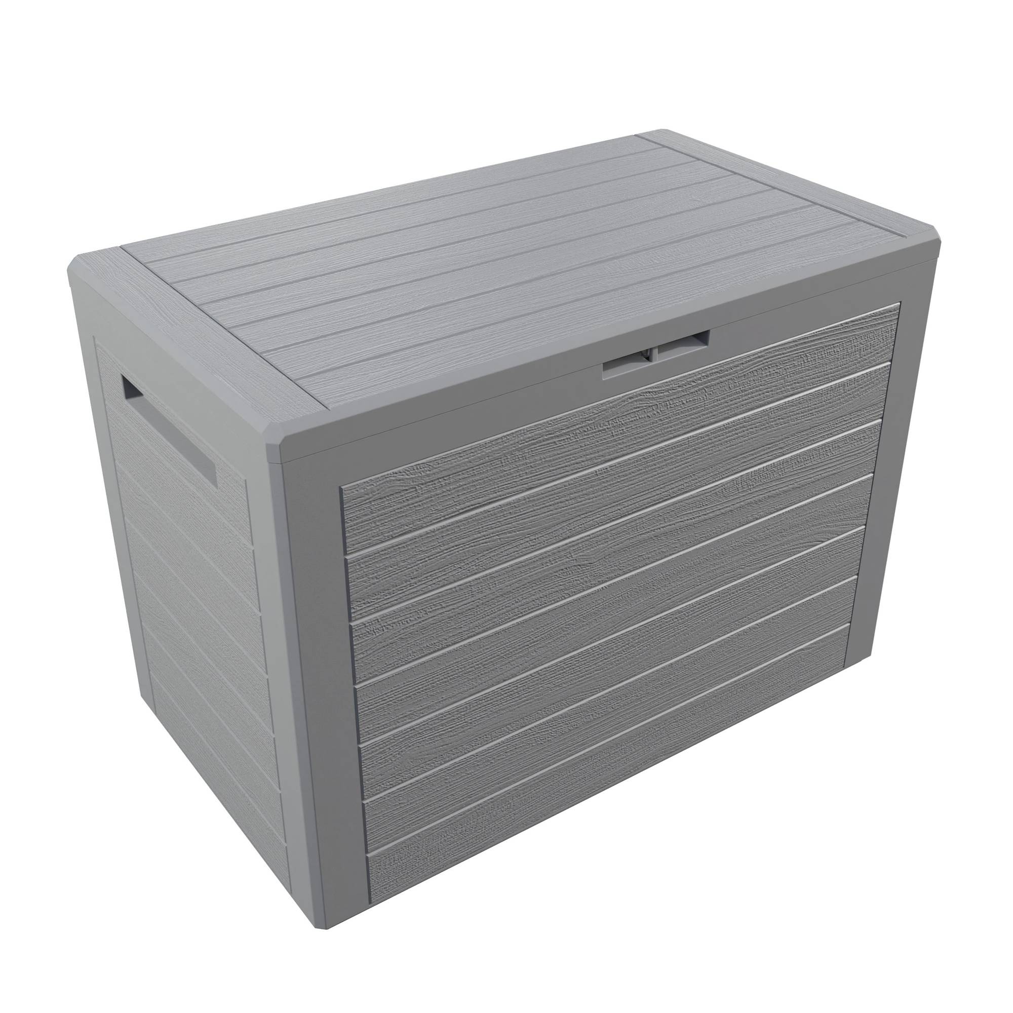 Gartenaufbewahrungsbox, 190 L, Kunststoff, Grau, Abschließbarer Deckel