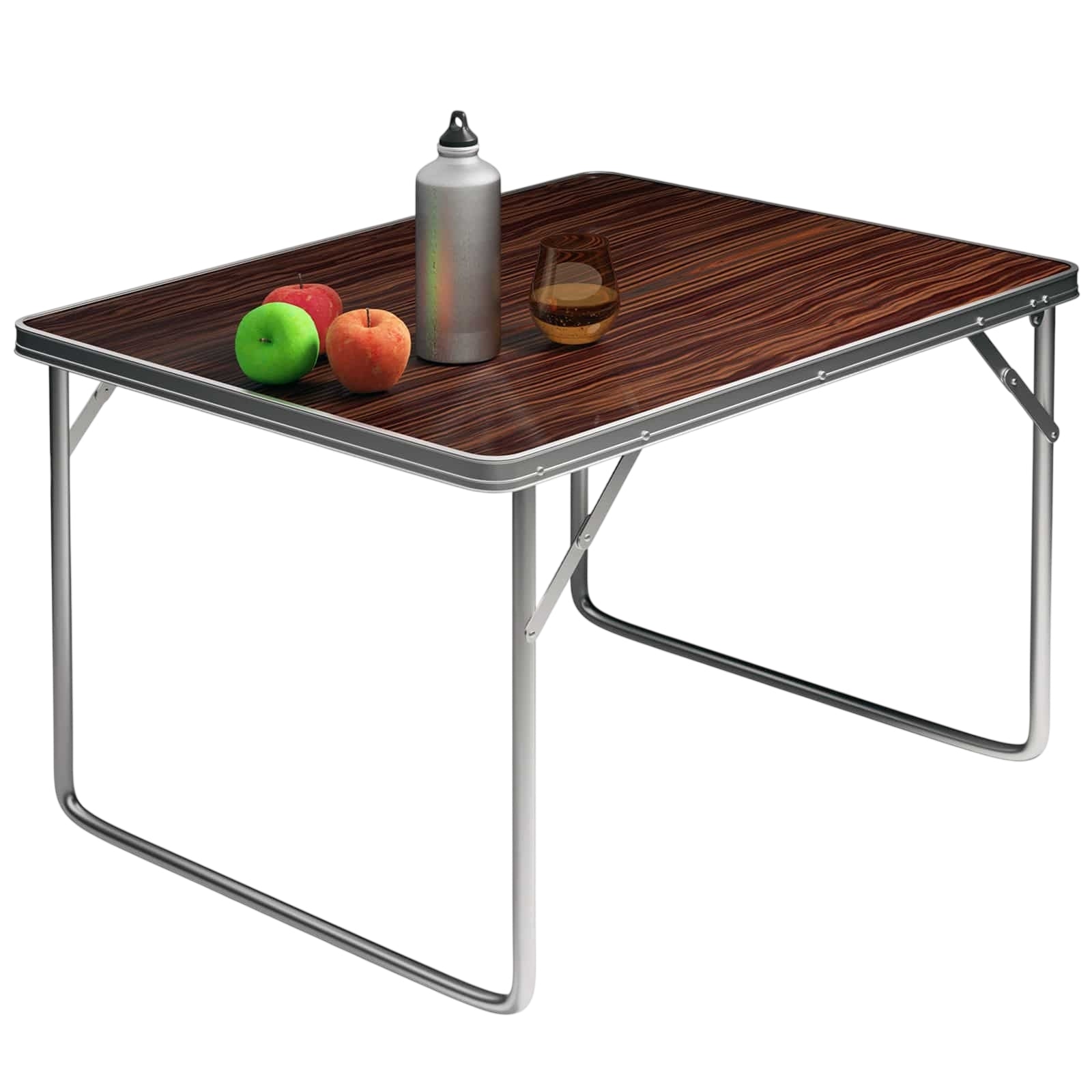 Klappbarer Campingtisch Aus Aluminium, 80 X 60 Cm, Holzoptik