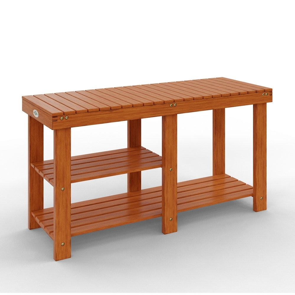 Schuhregalbank, Akazienholz, 2 Ablagen, 87 X 28 X 45 Cm
