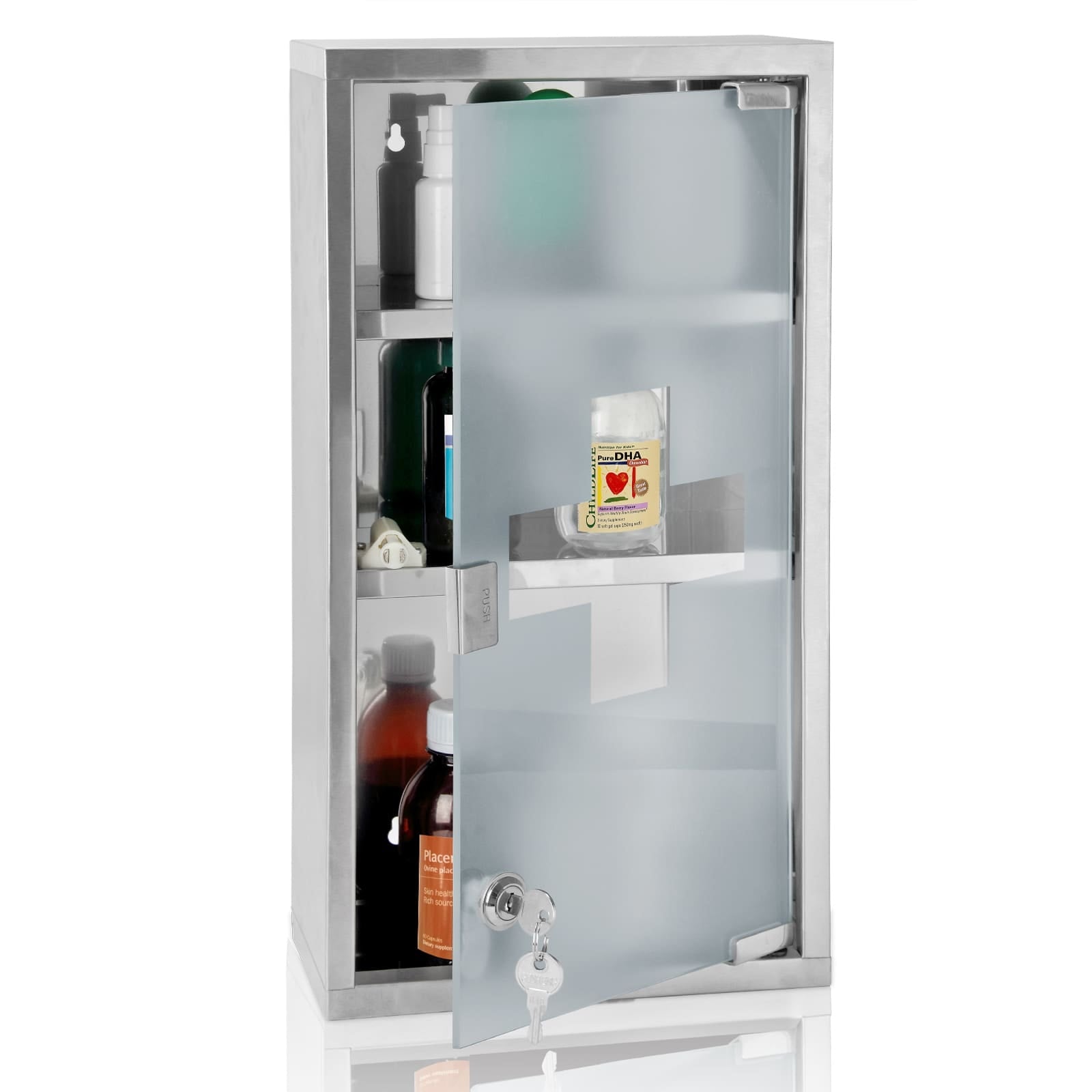 Medizinschrank 48,5 Cm X 25 Cm X 12 Cm, Edelstahl, Sichere Aufbewahrung