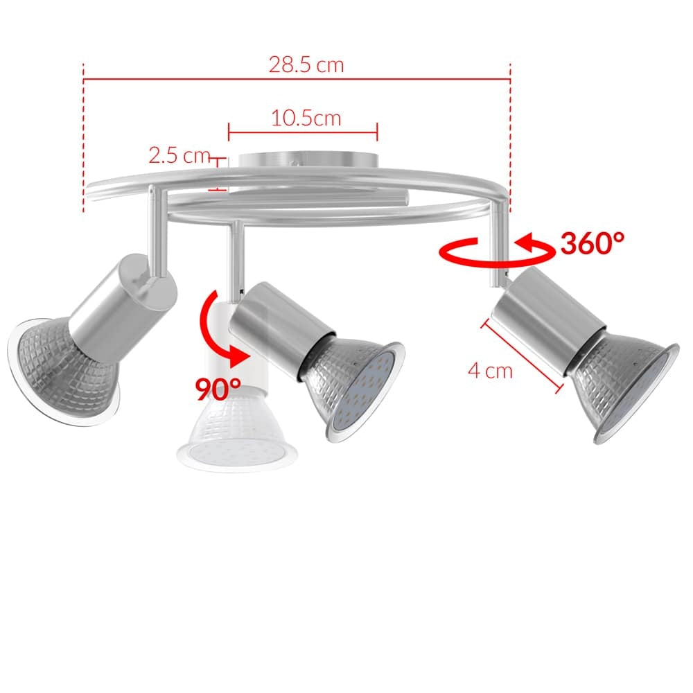 Deckenleuchte Mit 3 Verstellbaren Led Spots Je 300 Lumen