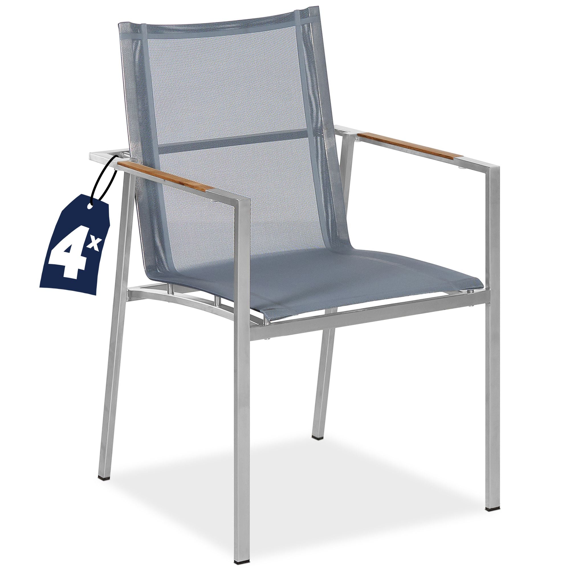 Stapelbare Gartenstühle, 4er-set, Grau, Edelstahl