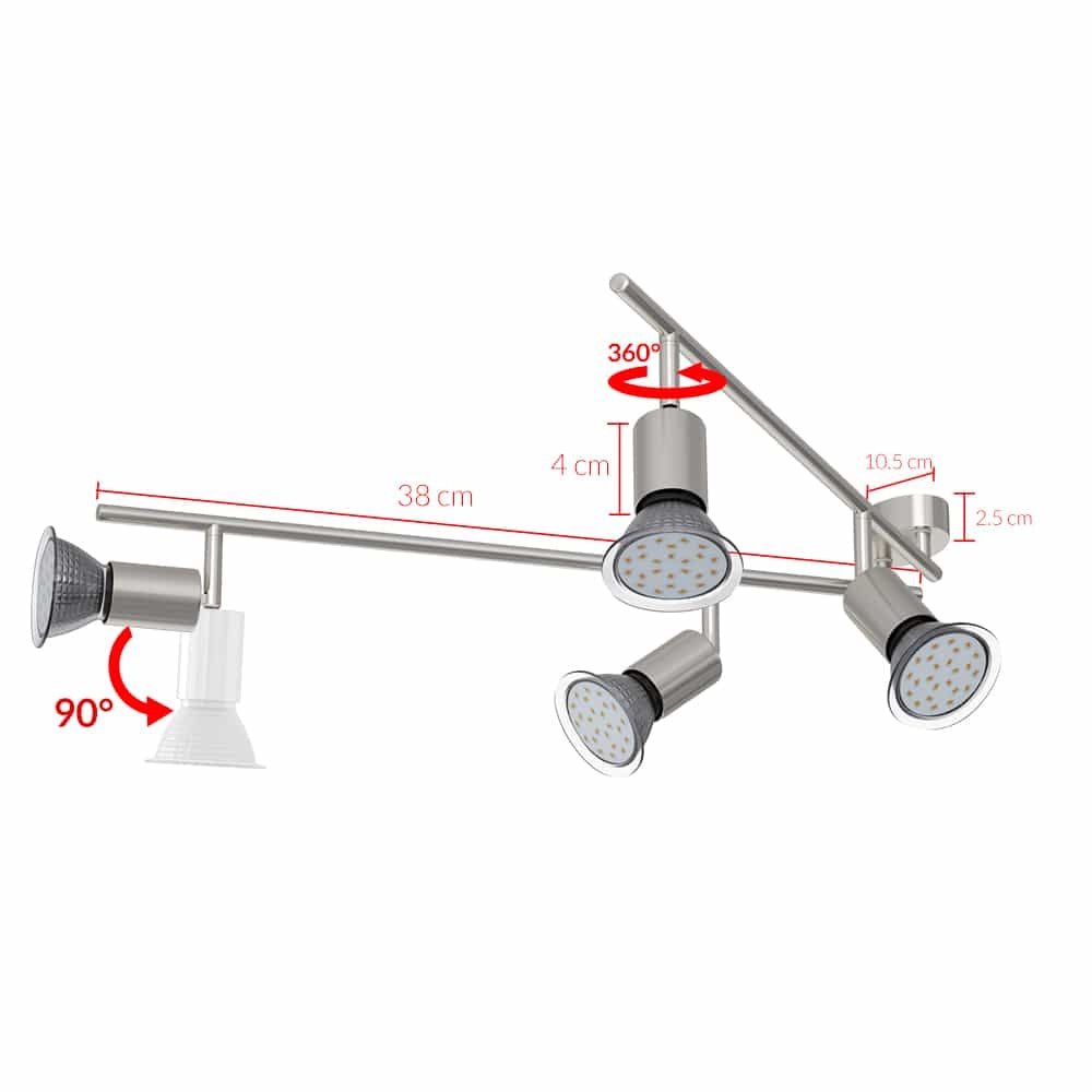 Deckenleuchte Mit 4 Drehbaren Led-lampen, Je 300 Lumen
