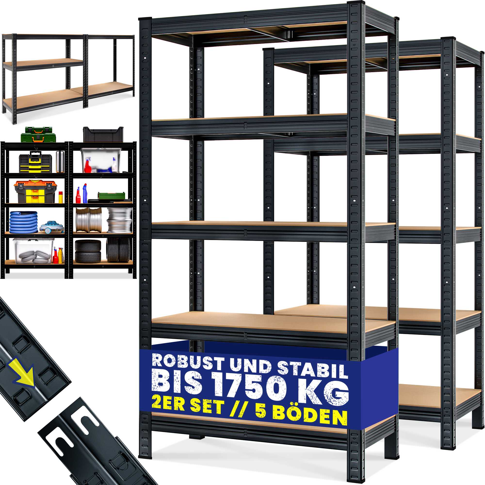 Schwerlastregal-set, 2 Einheiten, 180 X 90 X 40 Cm, Tragkraft 875 Kg